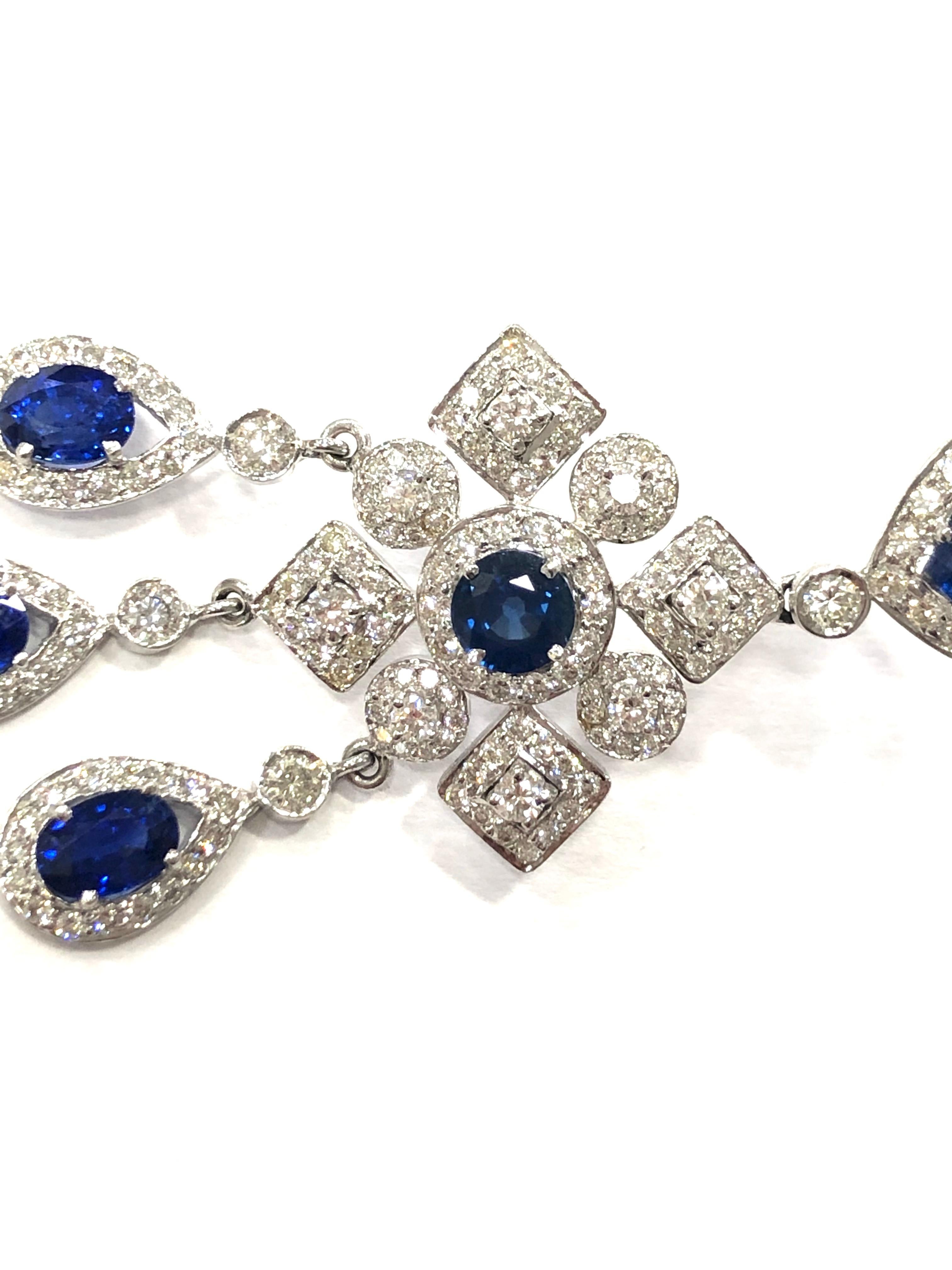 Women's 1970s Sapphire and Diamond Drop Earrings For Sale