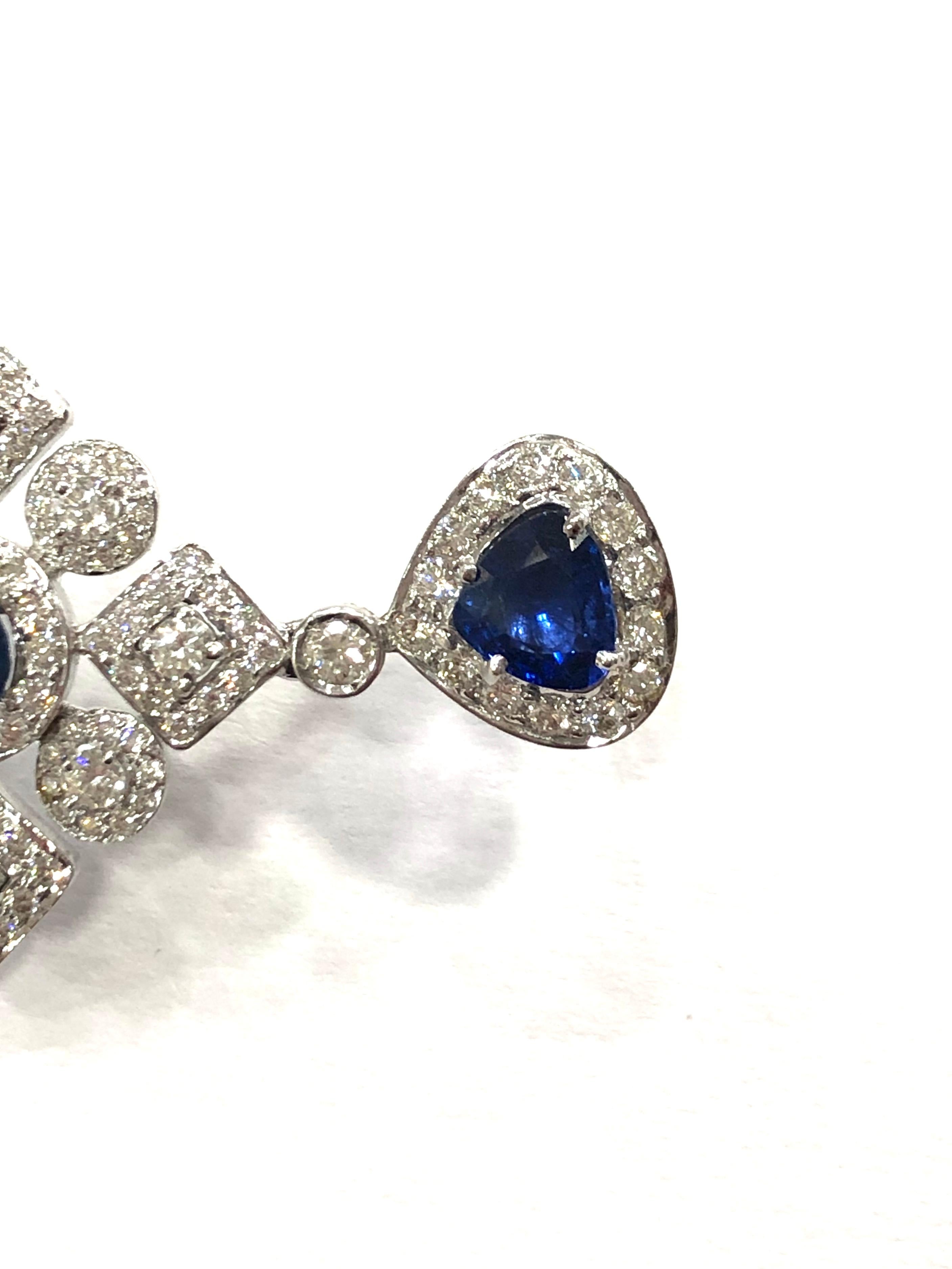 1970s Sapphire and Diamond Drop Earrings For Sale 1