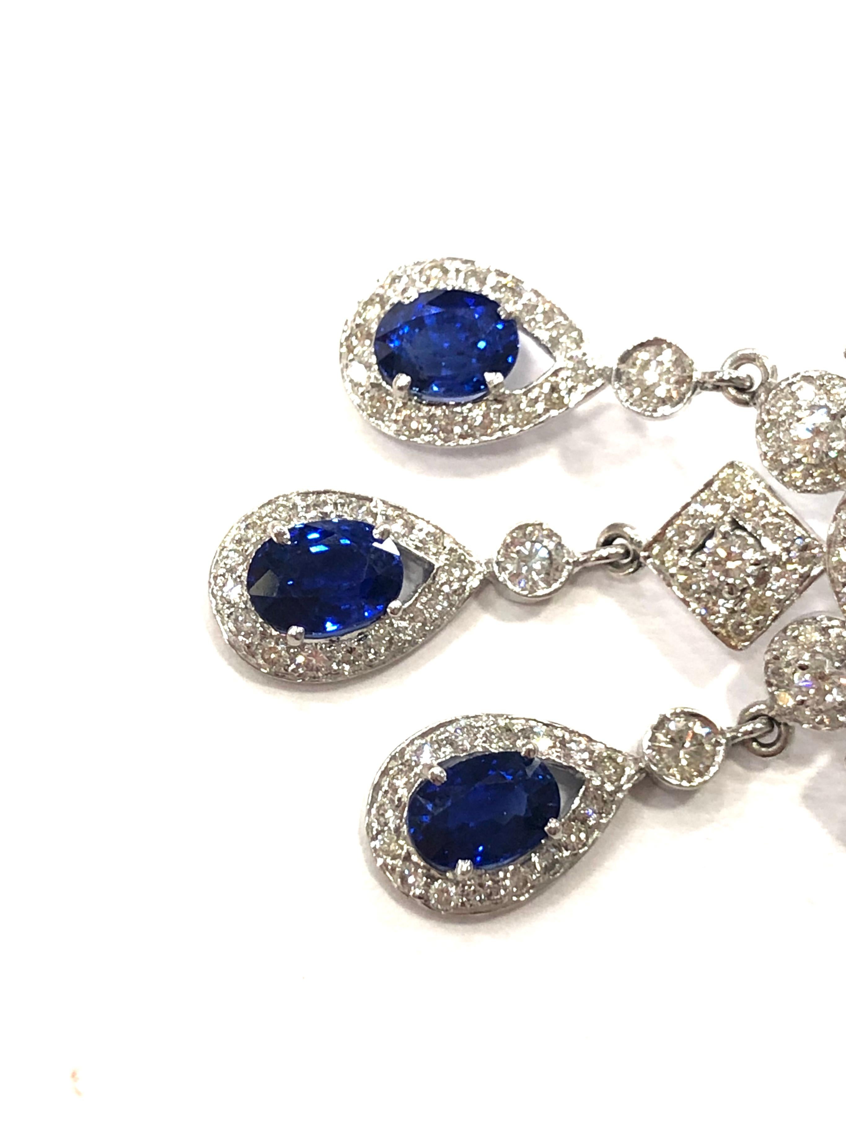 1970s Sapphire and Diamond Drop Earrings For Sale 2