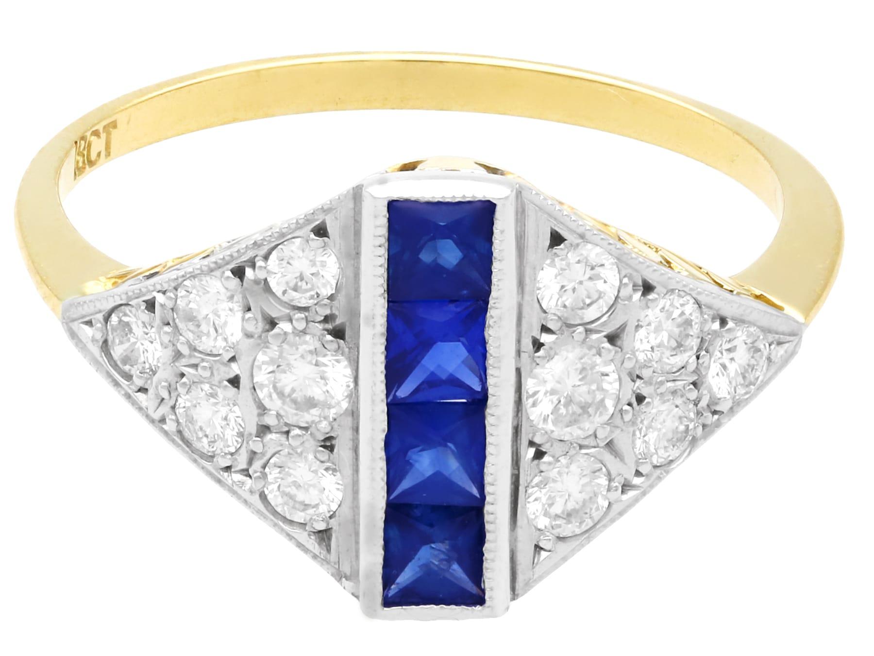 Retro 1970s Sapphire and Diamond Yellow Gold Cocktail Ring For Sale