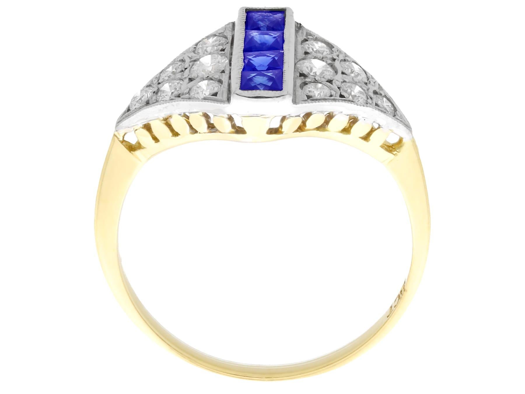 French Cut 1970s Sapphire and Diamond Yellow Gold Cocktail Ring For Sale