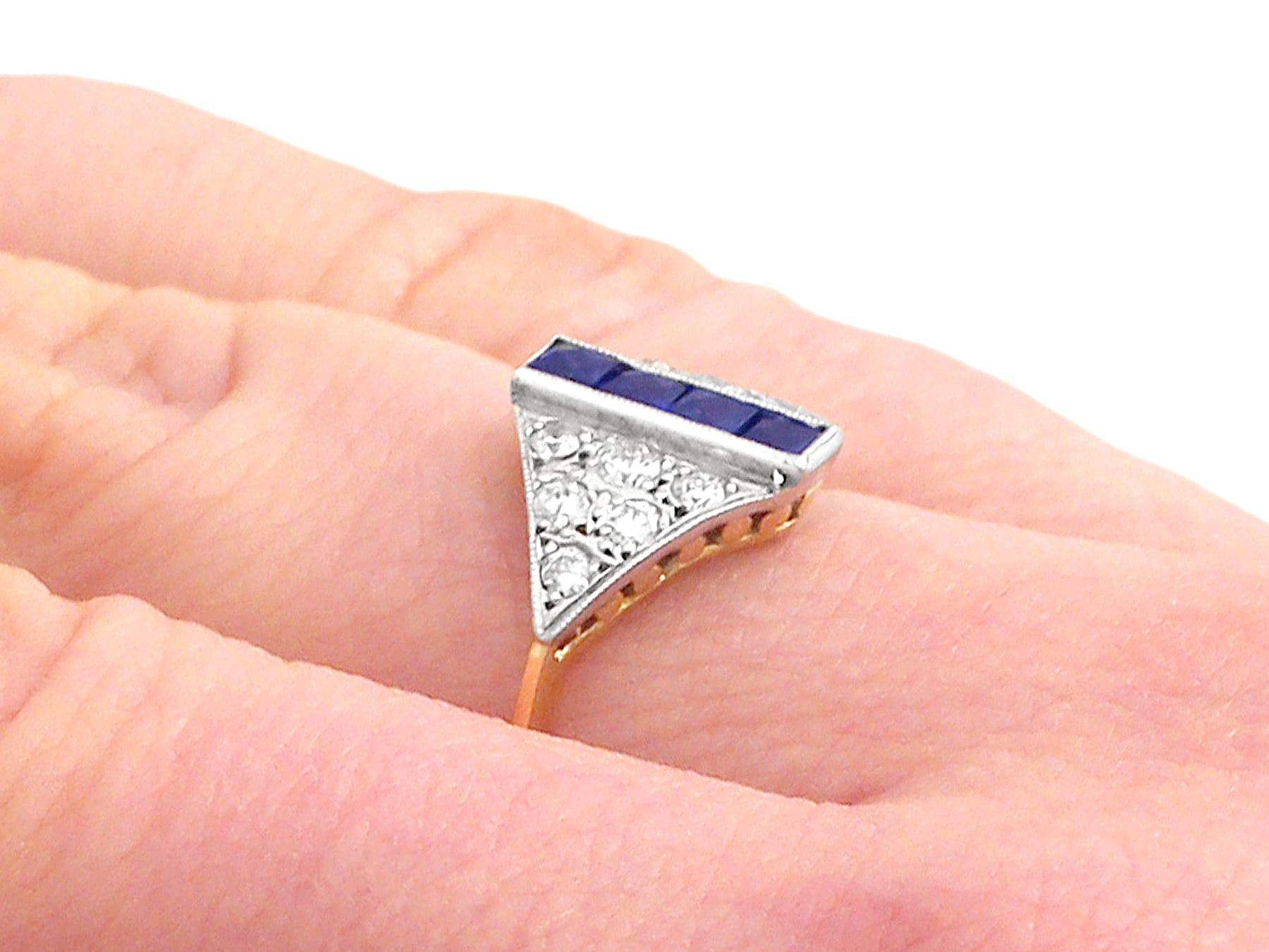 1970s Sapphire and Diamond Yellow Gold Cocktail Ring For Sale 1