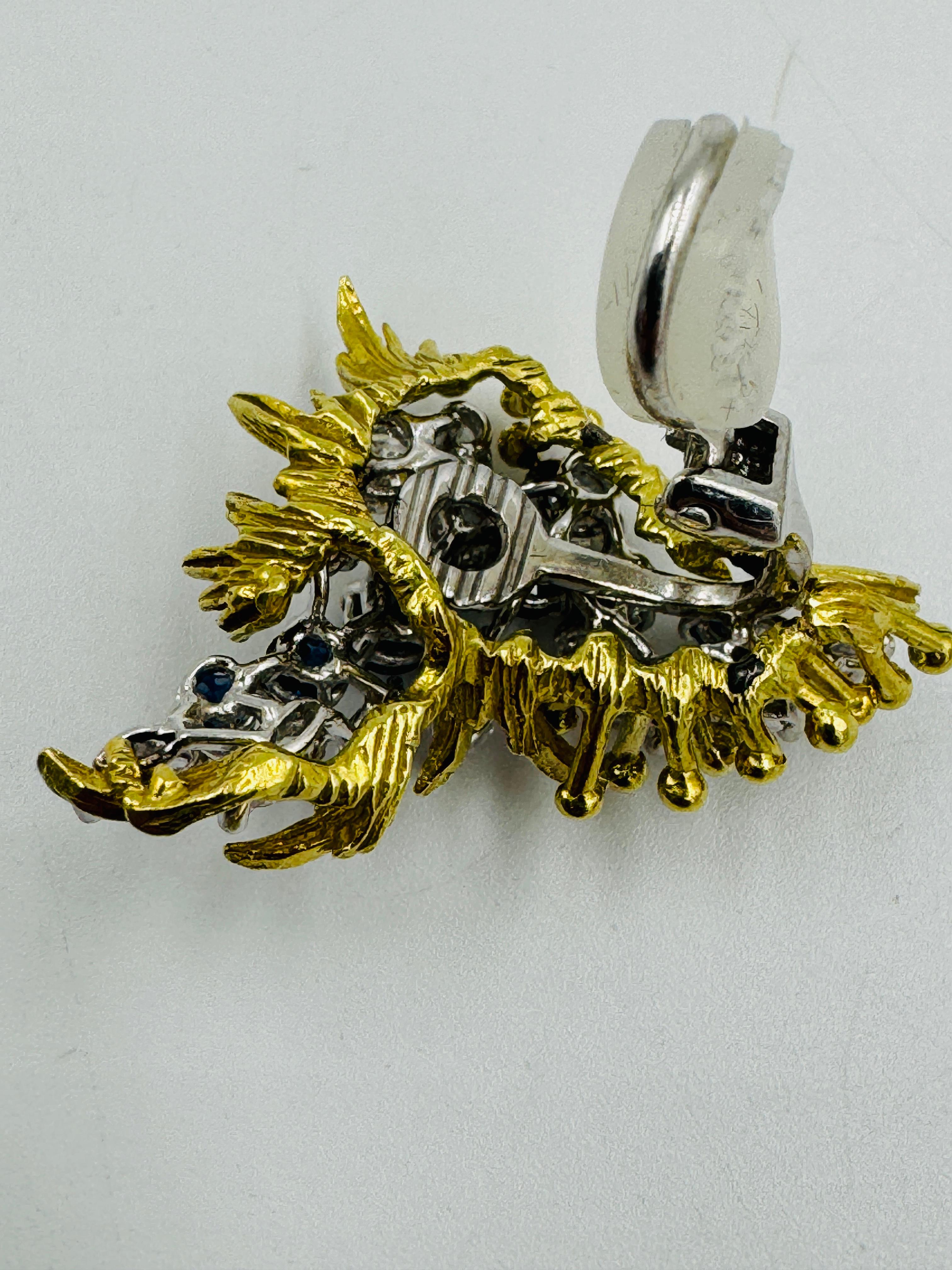1970er Jahre Saphir Diamant Clip On Gelbgold Platin Ohrringe für Damen oder Herren im Angebot