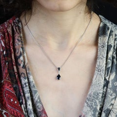 1970s Sapphires Diamonds 18 Karat White Gold Necklace