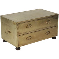 1970s Saried, Spain Brass Clad Two-Drawer Cabinet/Coffee Table