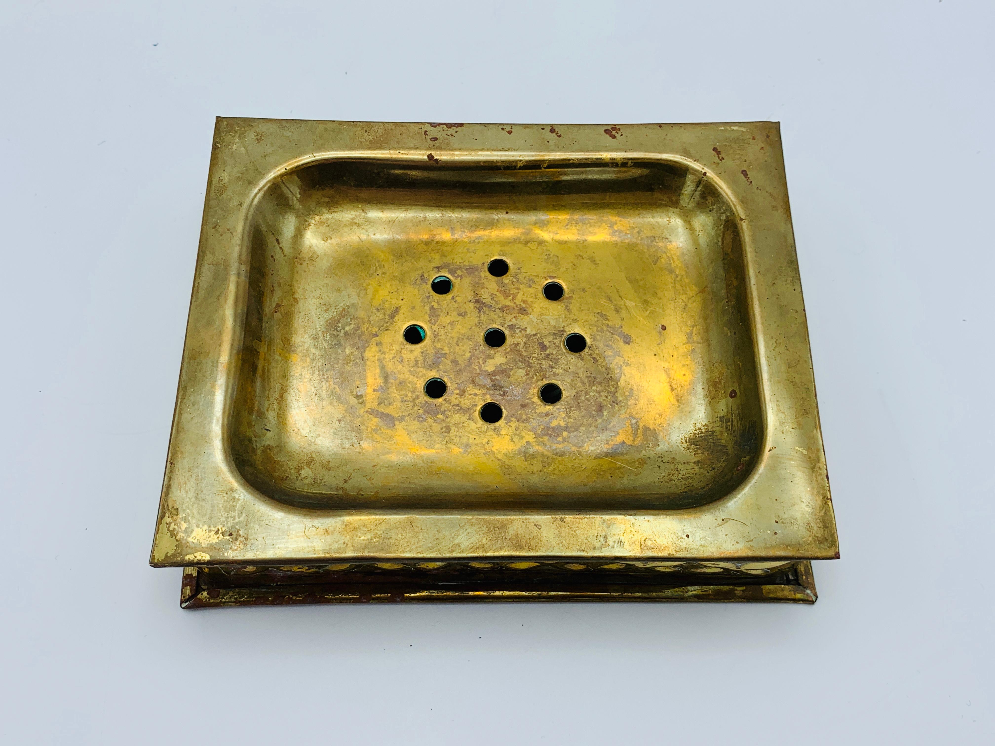 Hand-Crafted 1970s Sarreid Style Brass Hand-Soap Vanity Dish