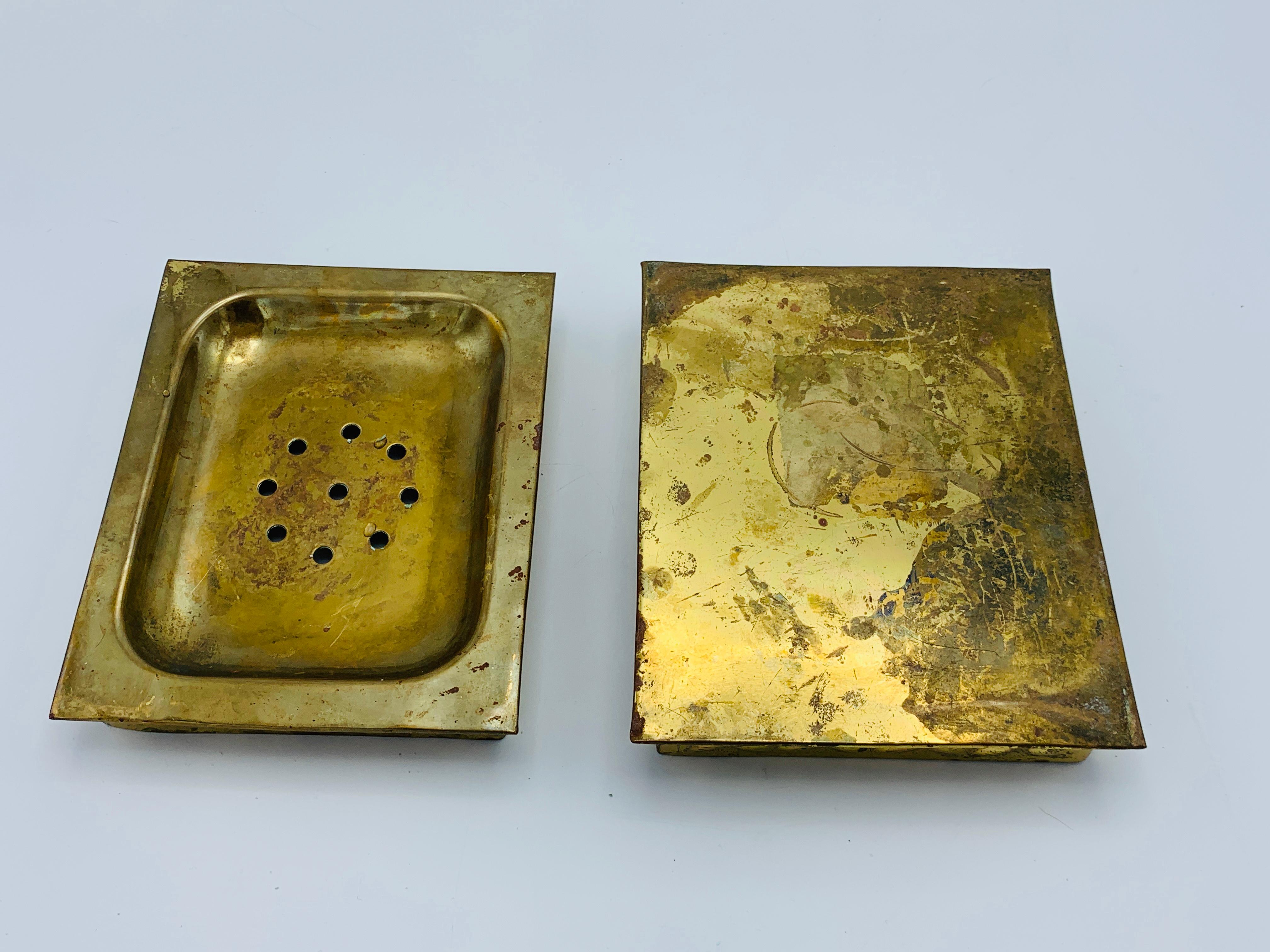 1970s Sarreid Style Brass Hand-Soap Vanity Dish 1