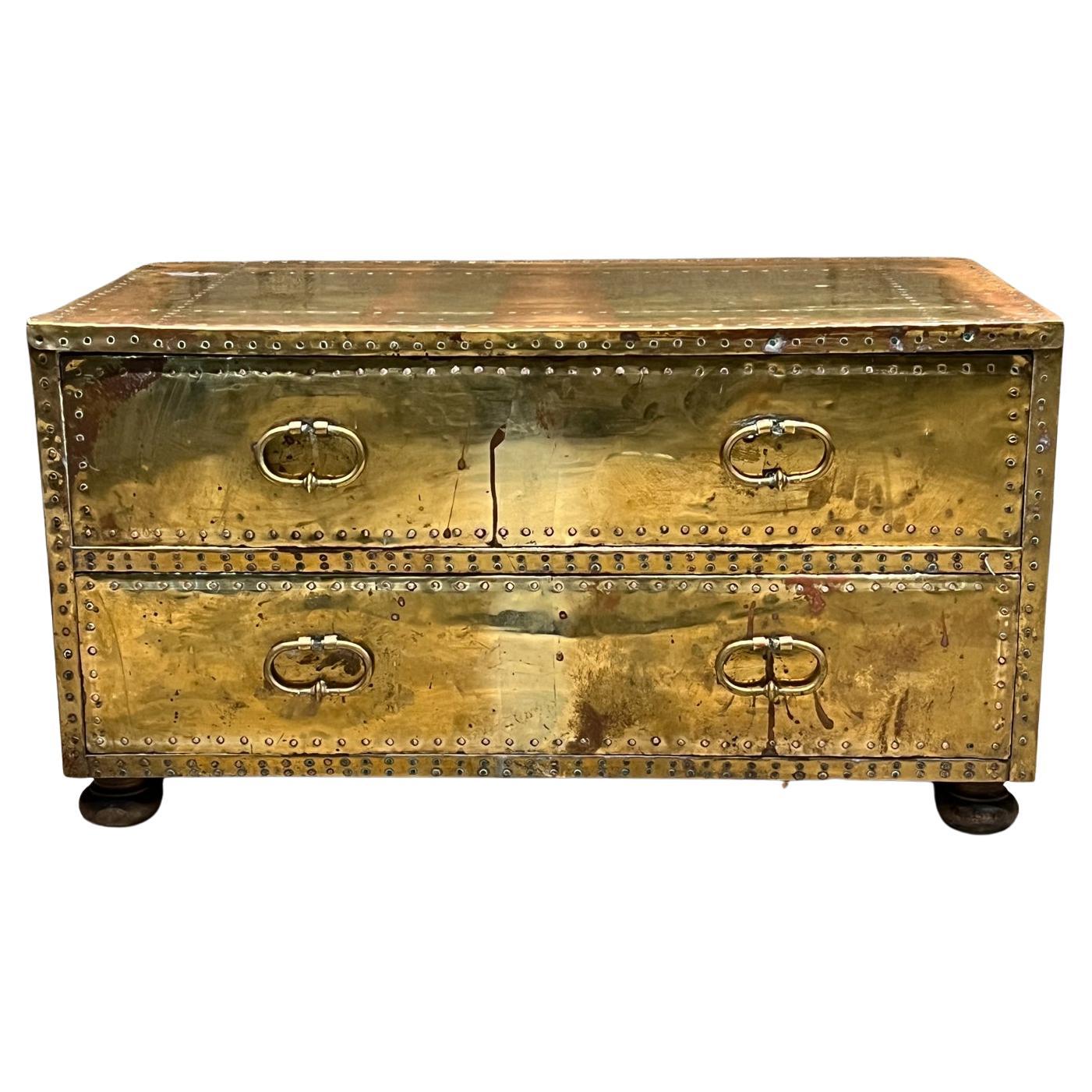 1970s Sarreid Ltd Brass Chest of Drawers Spain For Sale