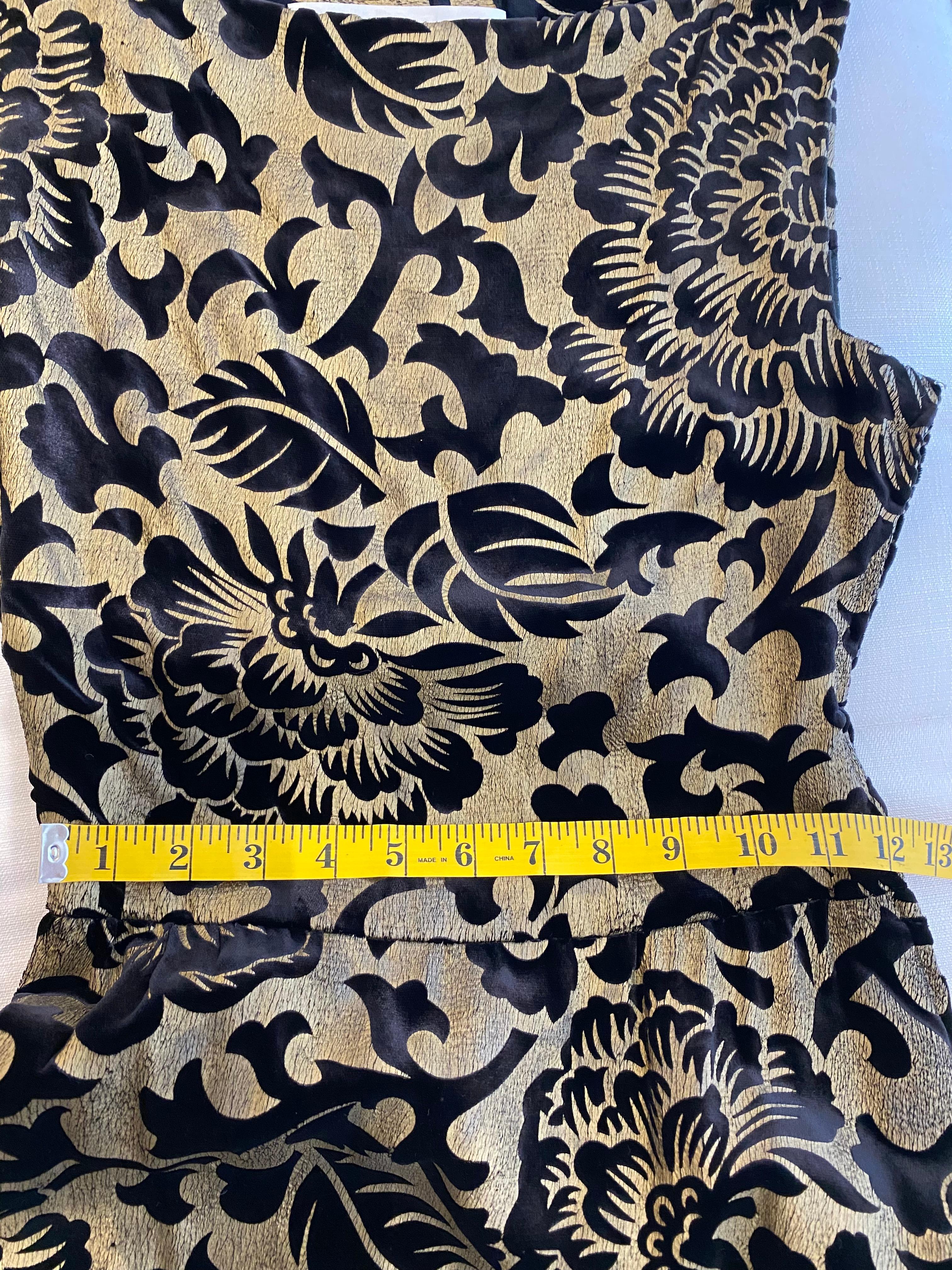 Women's 1970s SCAASI Black and Gold Velvet Flocked Poiret  Inspired Print Gown For Sale