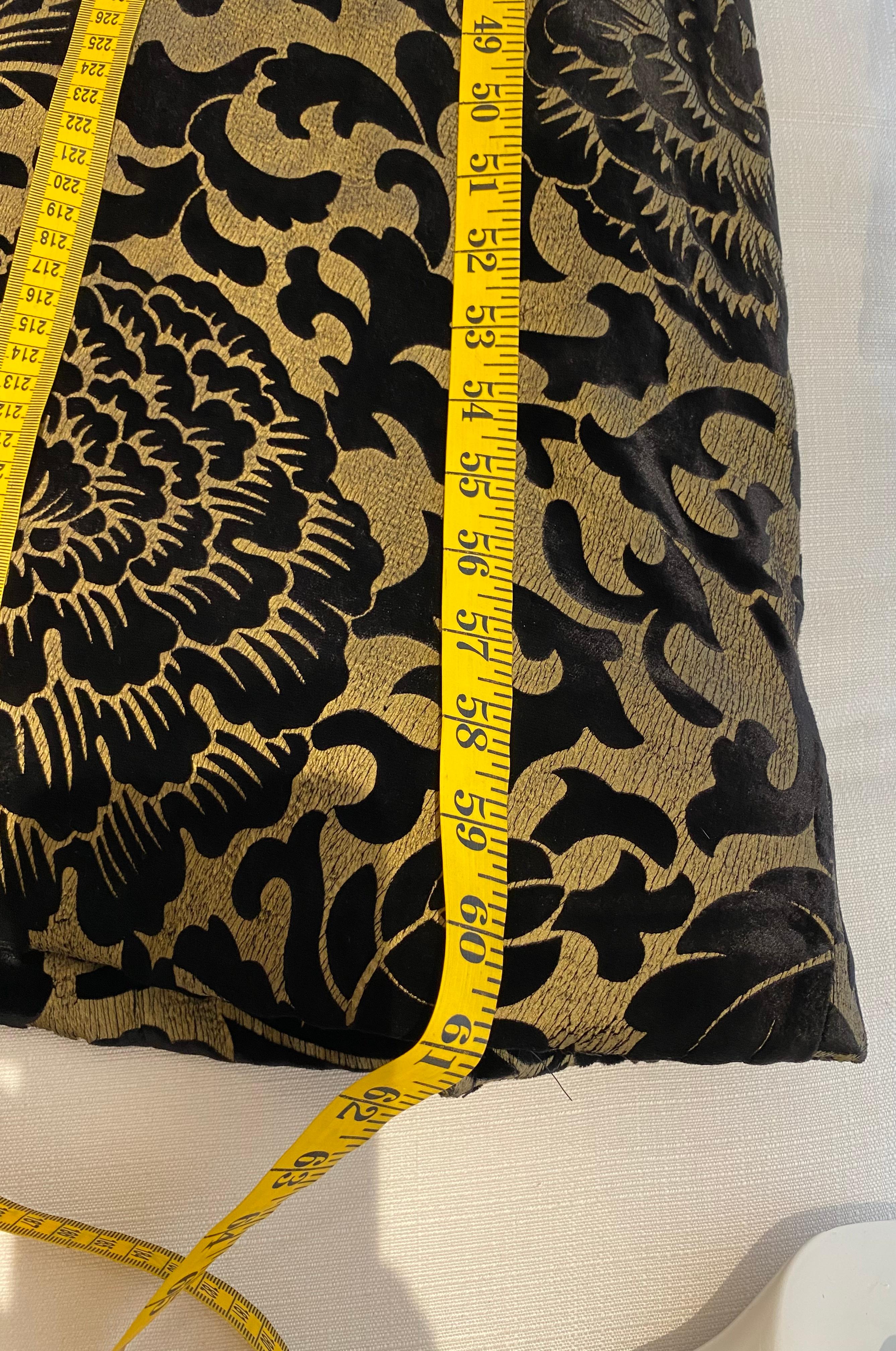1970s SCAASI Black and Gold Velvet Flocked Poiret  Inspired Print Gown For Sale 1