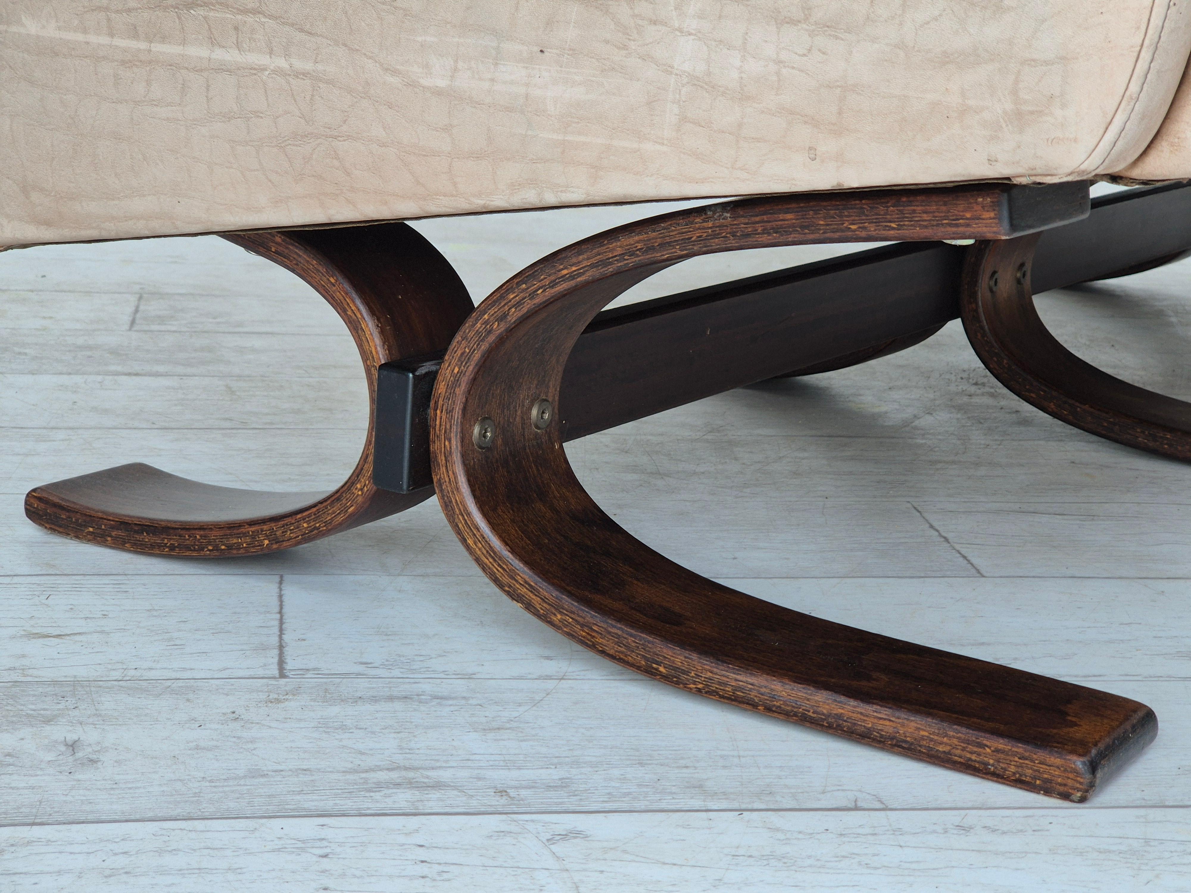 Anni '70, divano scandinavo a 2 posti, originale in ottime condizioni, in pelle. in vendita 3