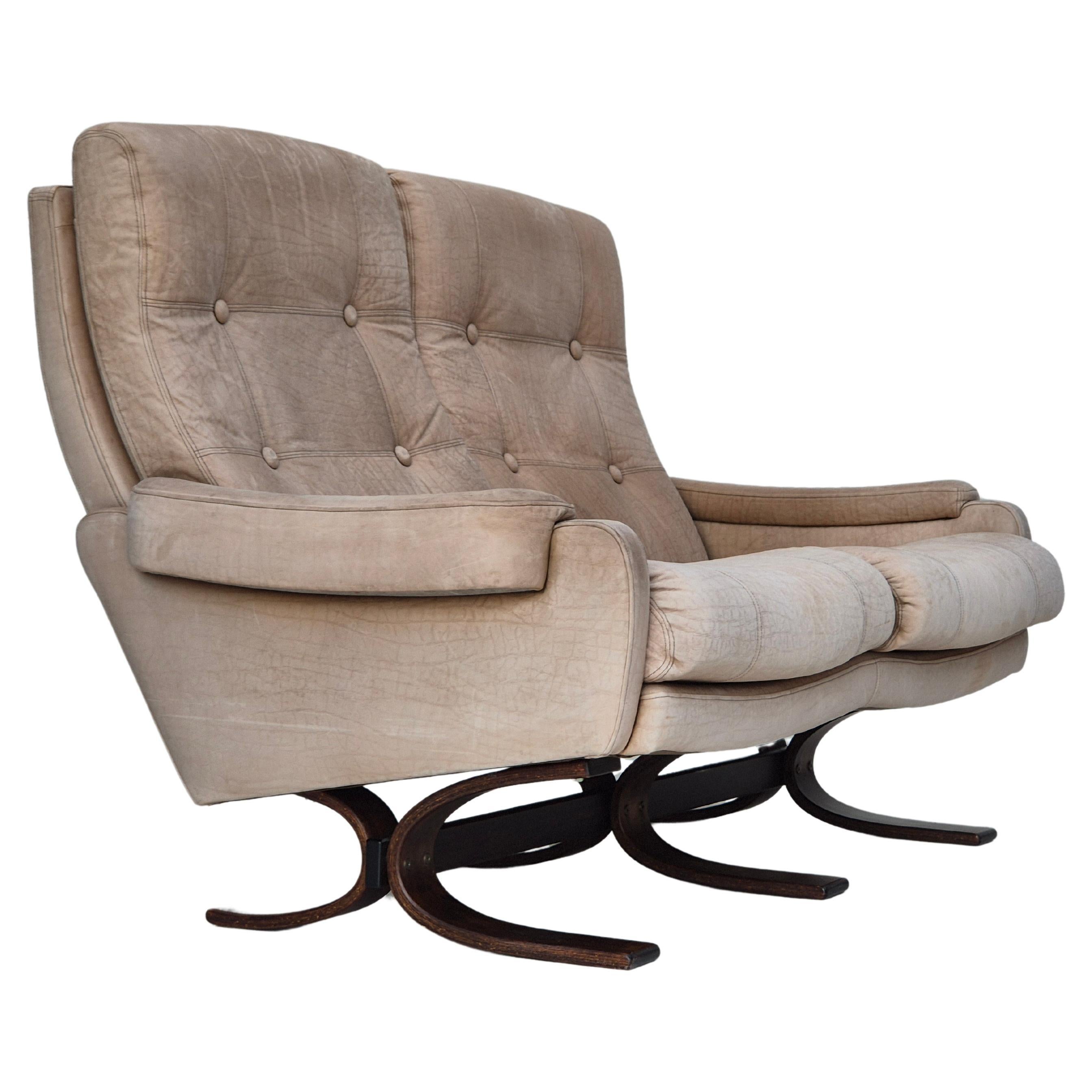 1970er, skandinavisches 2-Sitzer-Sofa, sehr guter Originalzustand, Leder. im Angebot