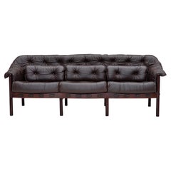 1970s, Scandinavian 3-seater sofa by Arne Norell, furniture leather.