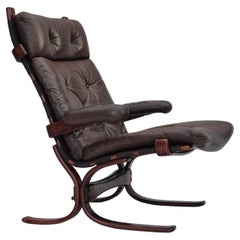 1970s, Scandinavian armchair, original condition, furniture leather, bent wood.