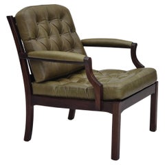 1970s, Scandinavian armchair, original condition, furniture leather, teak wood.