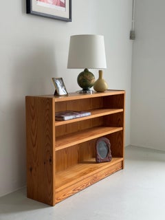 1970s Scandinavian cabinet maker book case in solid patinated pine wood