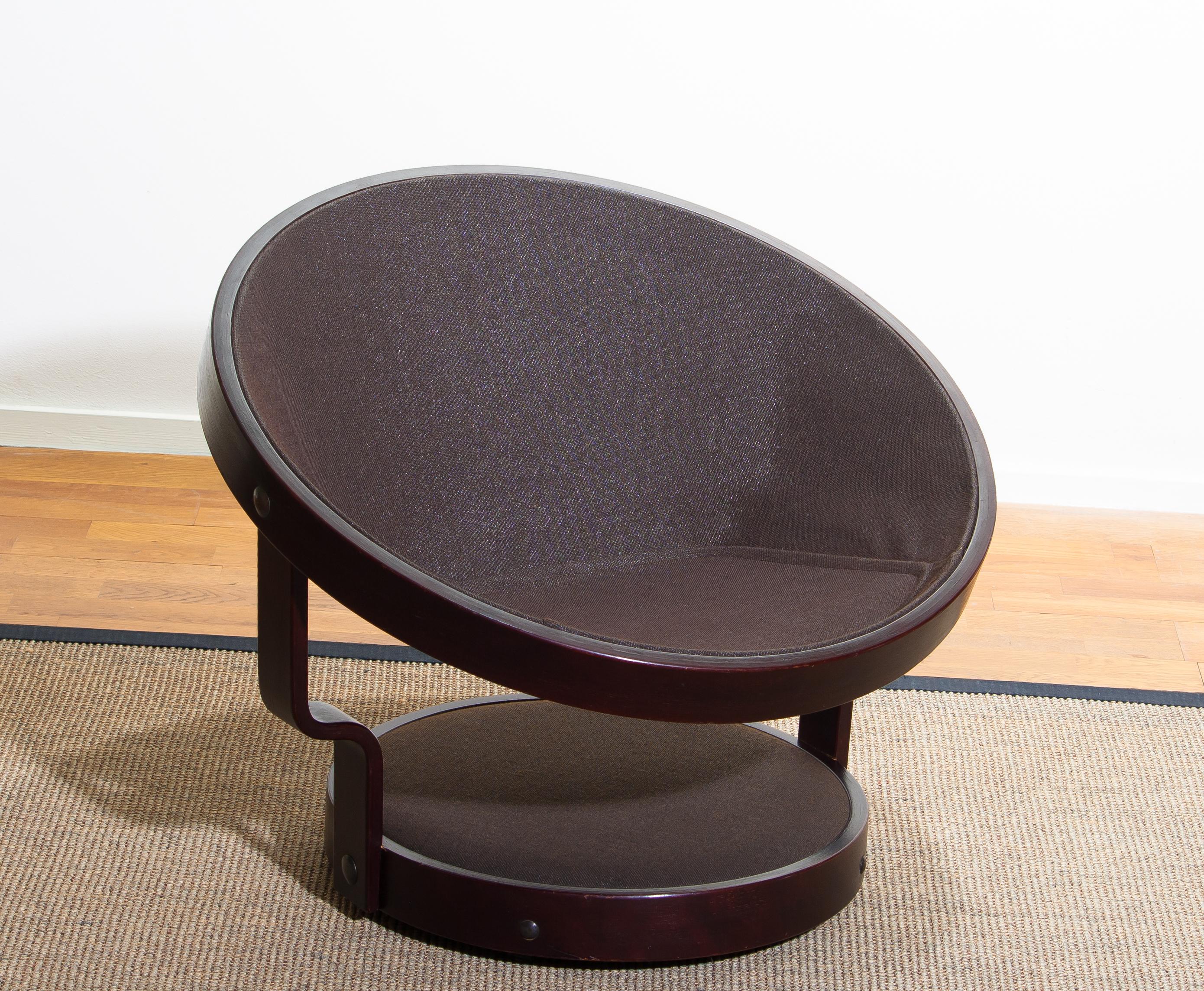 1970s Scandinavian Circle Shaped Swivel Chair by Oddmund Vad in Camel Leather 5