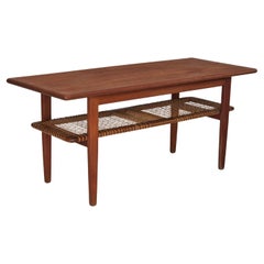 1970s, Scandinavian coffee table, original condition, teak wood, rattan.