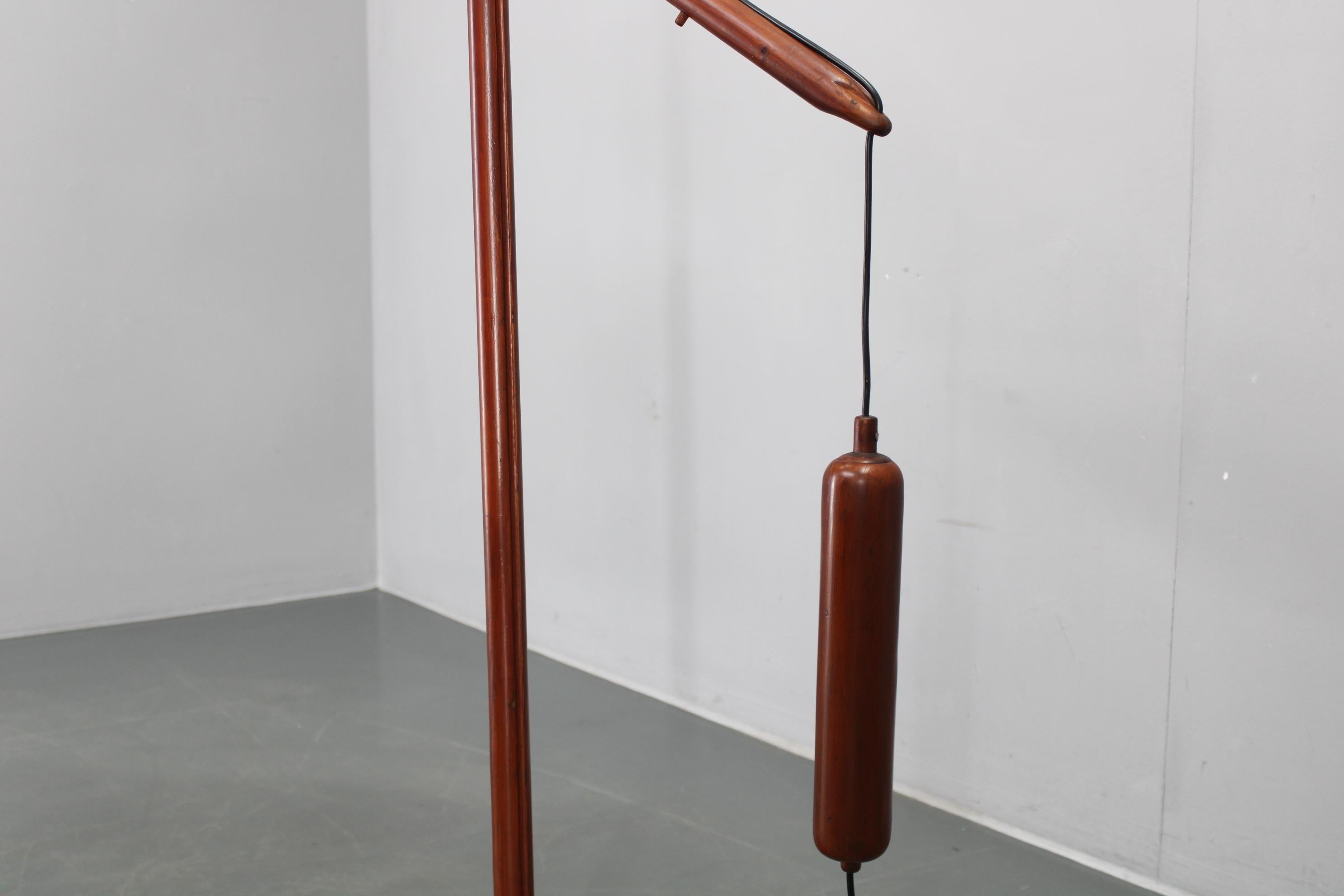Art Deco 1970s Scandinavian Counterbalance Pine Floor Lamp, New Paper Shade For Sale