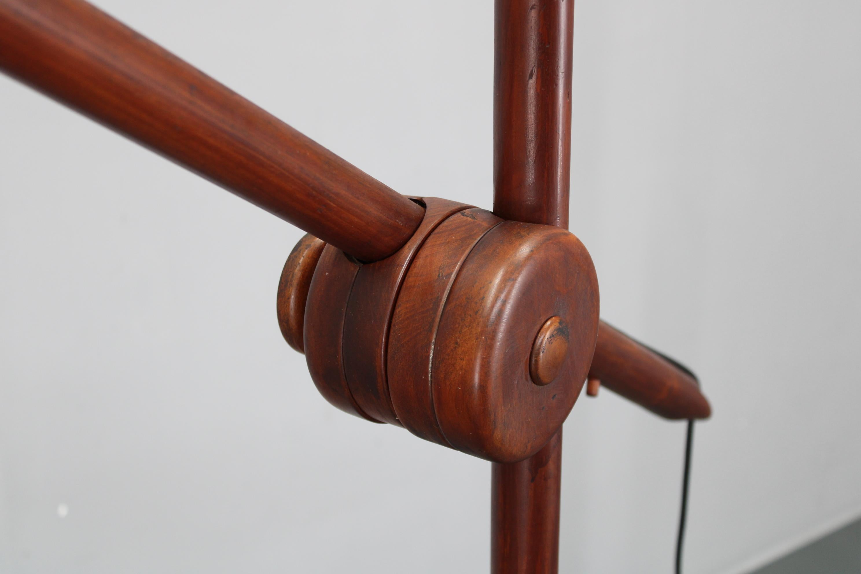 Late 20th Century 1970s Scandinavian Counterbalance Pine Floor Lamp, New Paper Shade For Sale