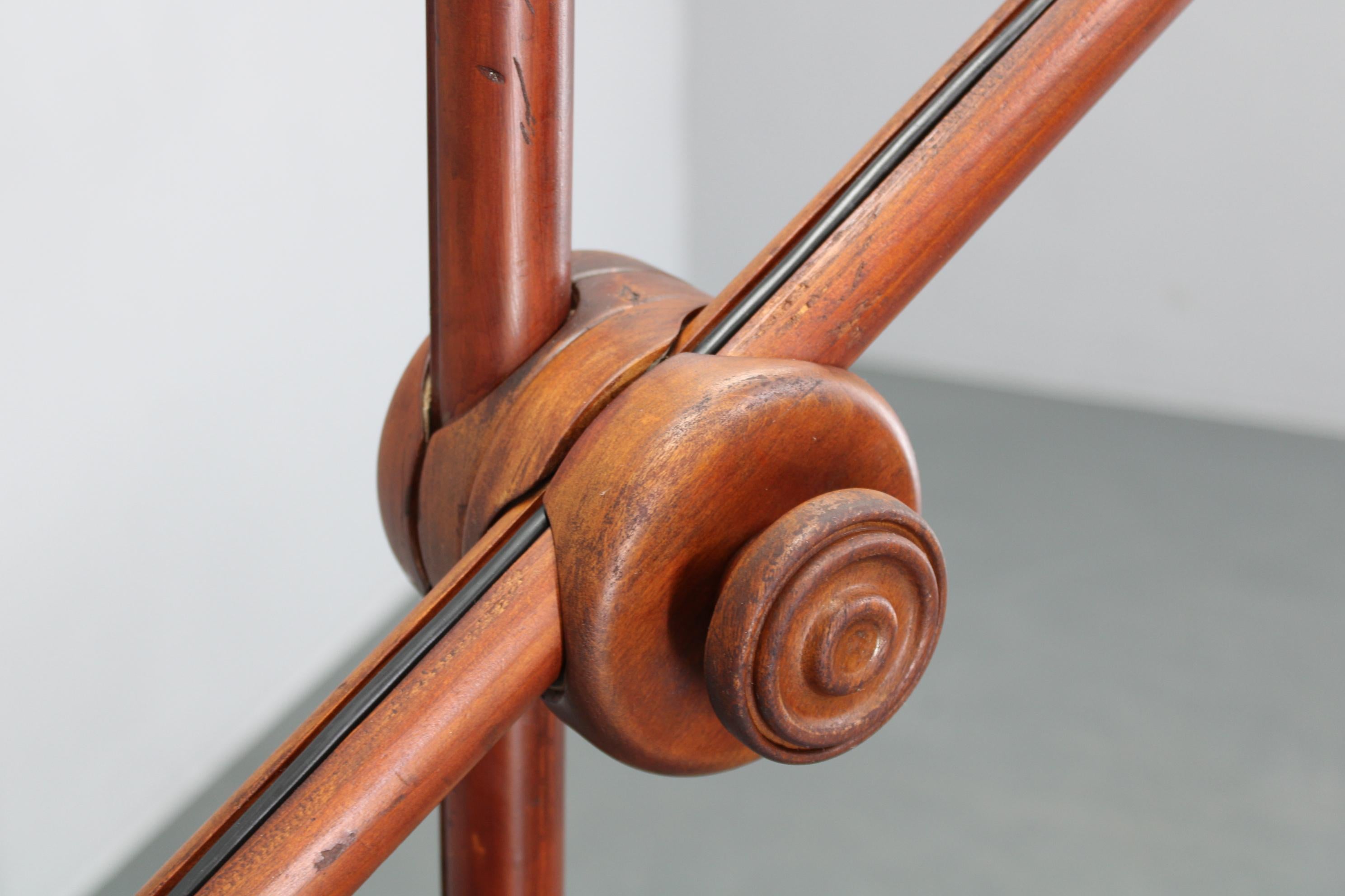 Wood 1970s Scandinavian Counterbalance Pine Floor Lamp, New Paper Shade For Sale