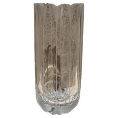 1970s Scandinavian Crystal Vase Ribbed Art Glass