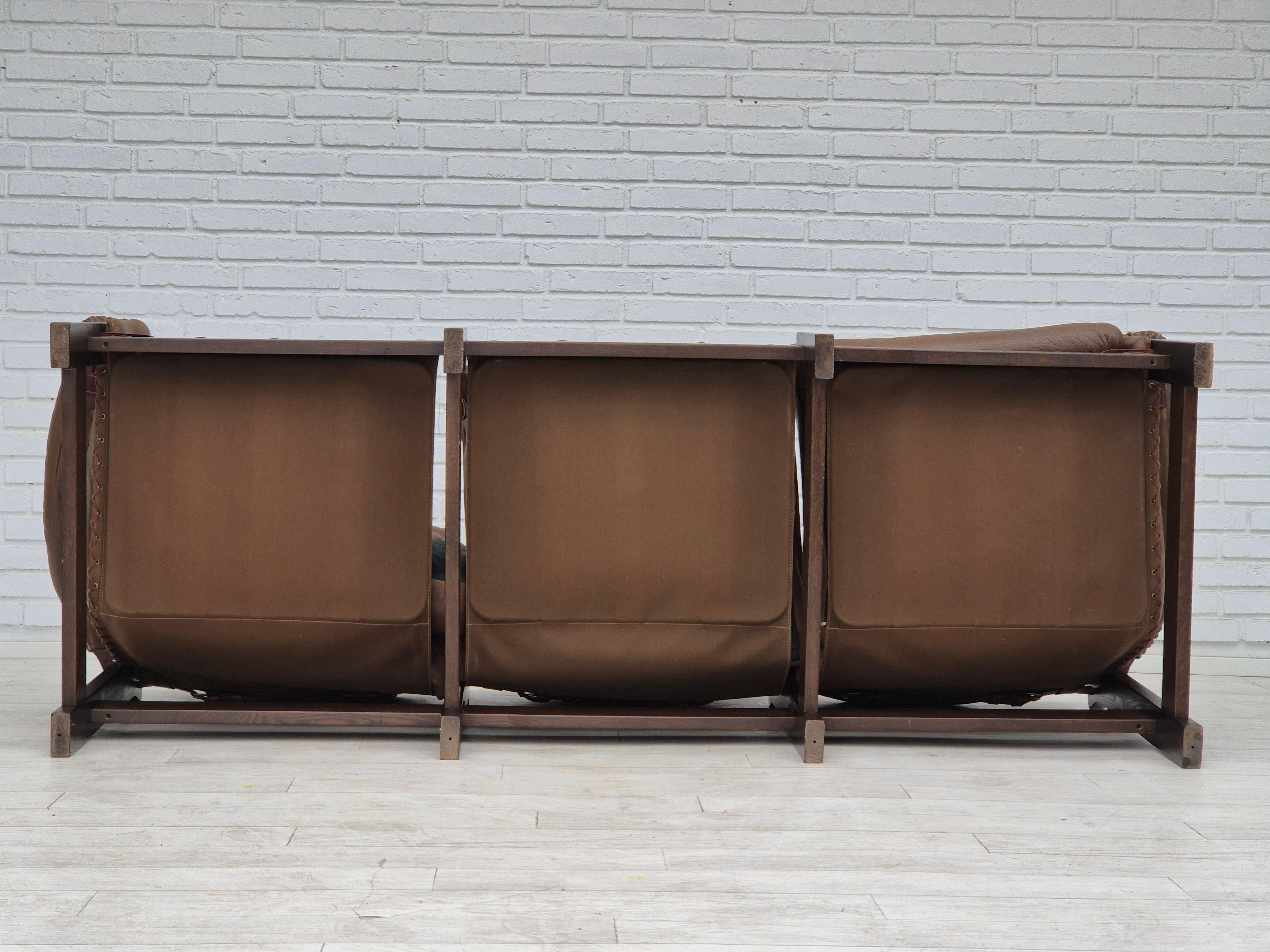 1970s, Scandinavian design, 3 seater sofa in safari style, original condition. 3