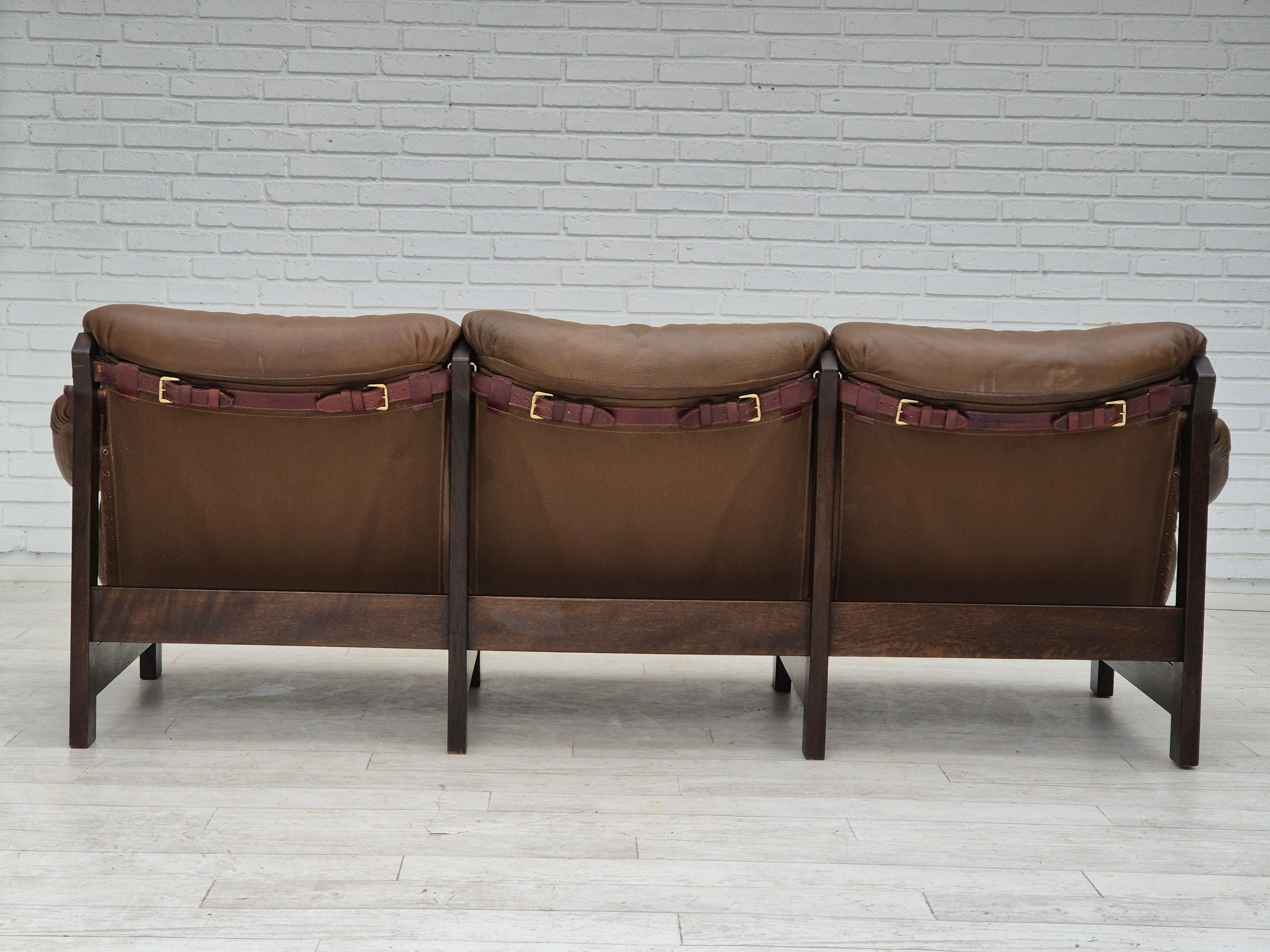 Late 20th Century 1970s, Scandinavian design, 3 seater sofa in safari style, original condition.