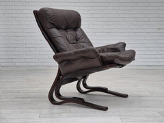 1970s, Scandinavian design, lounge chair, original condition, leather, bent wood