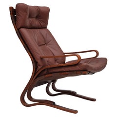 1970s, Scandinavian design, lounge chair, original condition, leather, bent wood