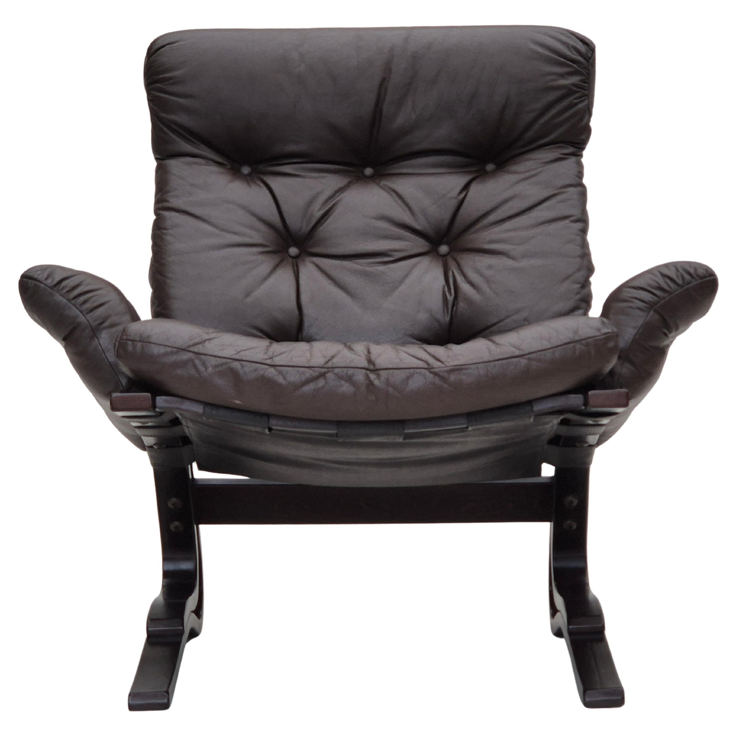1970s, Scandinavian design, lounge chair, original condition, leather, bent wood