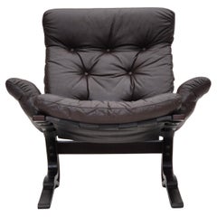 1970s, Scandinavian design, lounge chair, original condition, leather, bent wood