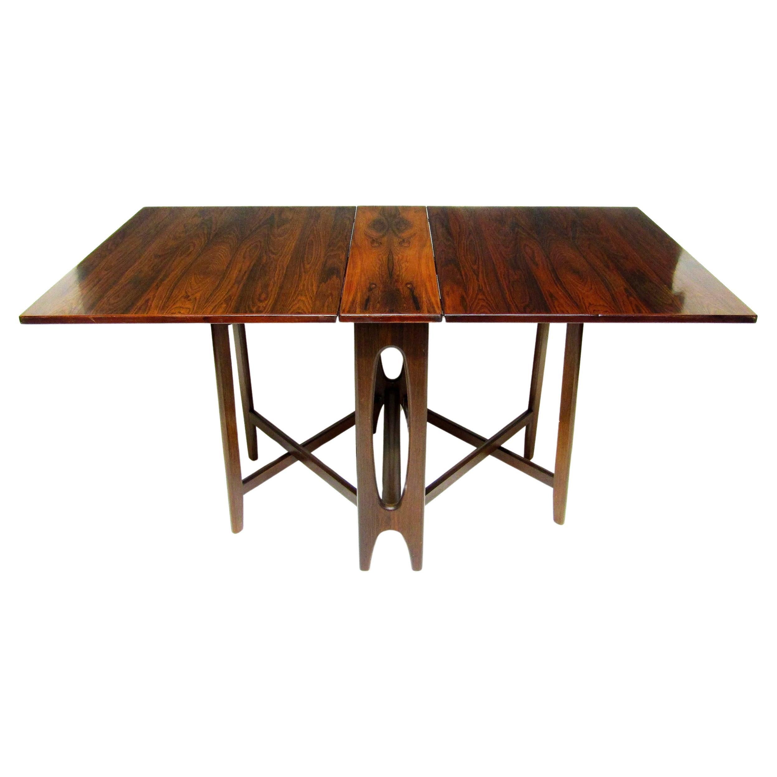 1970s Scandinavian Drop-Leaf Rio Rosewood Extending Dining Table by Bendt Winge For Sale