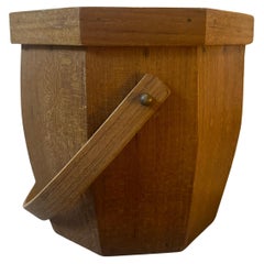 1970s Scandinavian Mid-Century Modern Wood and Brass Octagonal Ice Bucket