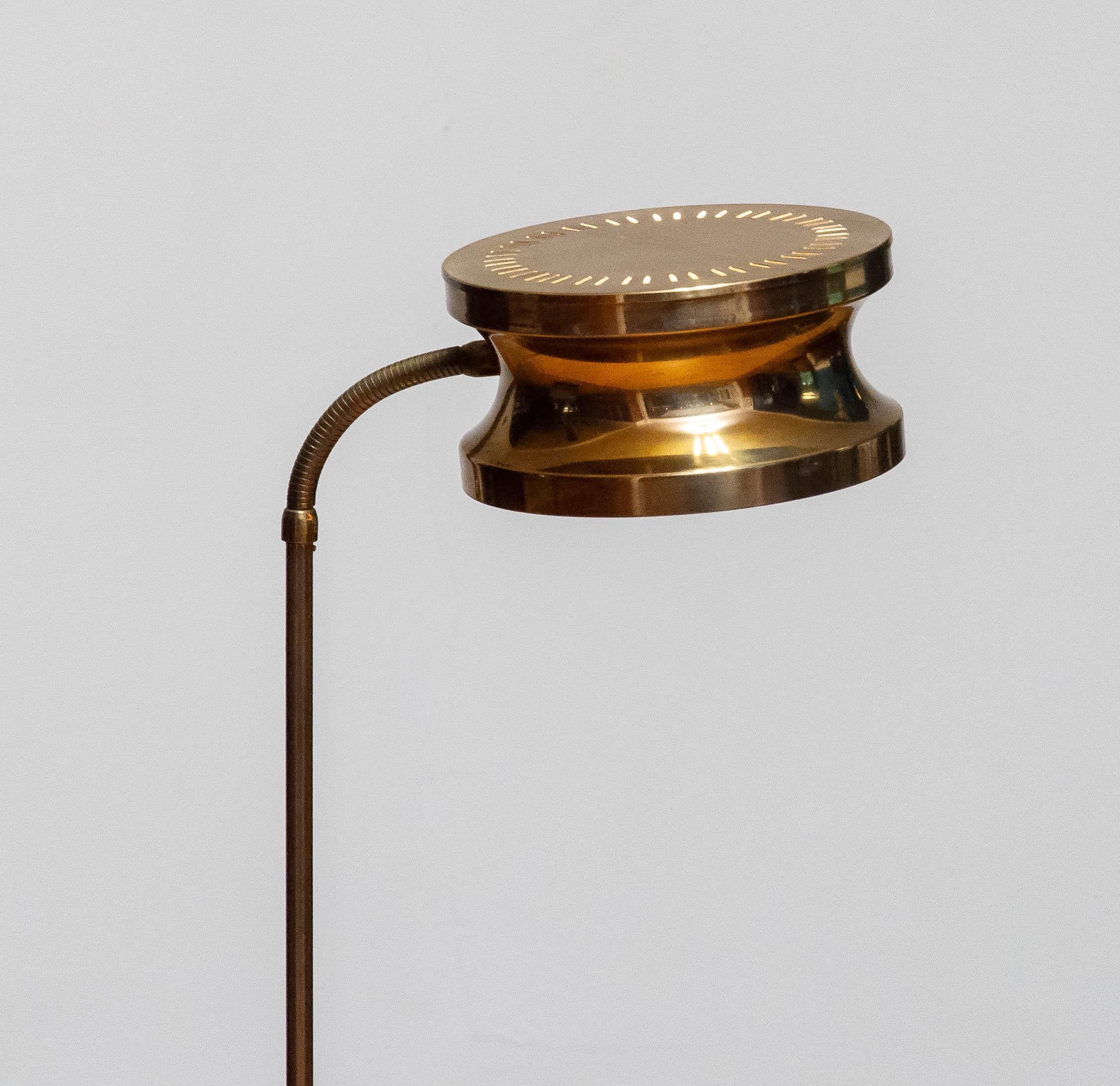 Swedish 1970s Scandinavian Modern Floor Lamp In Brass By Tyringe Konsthantverk Sweden For Sale