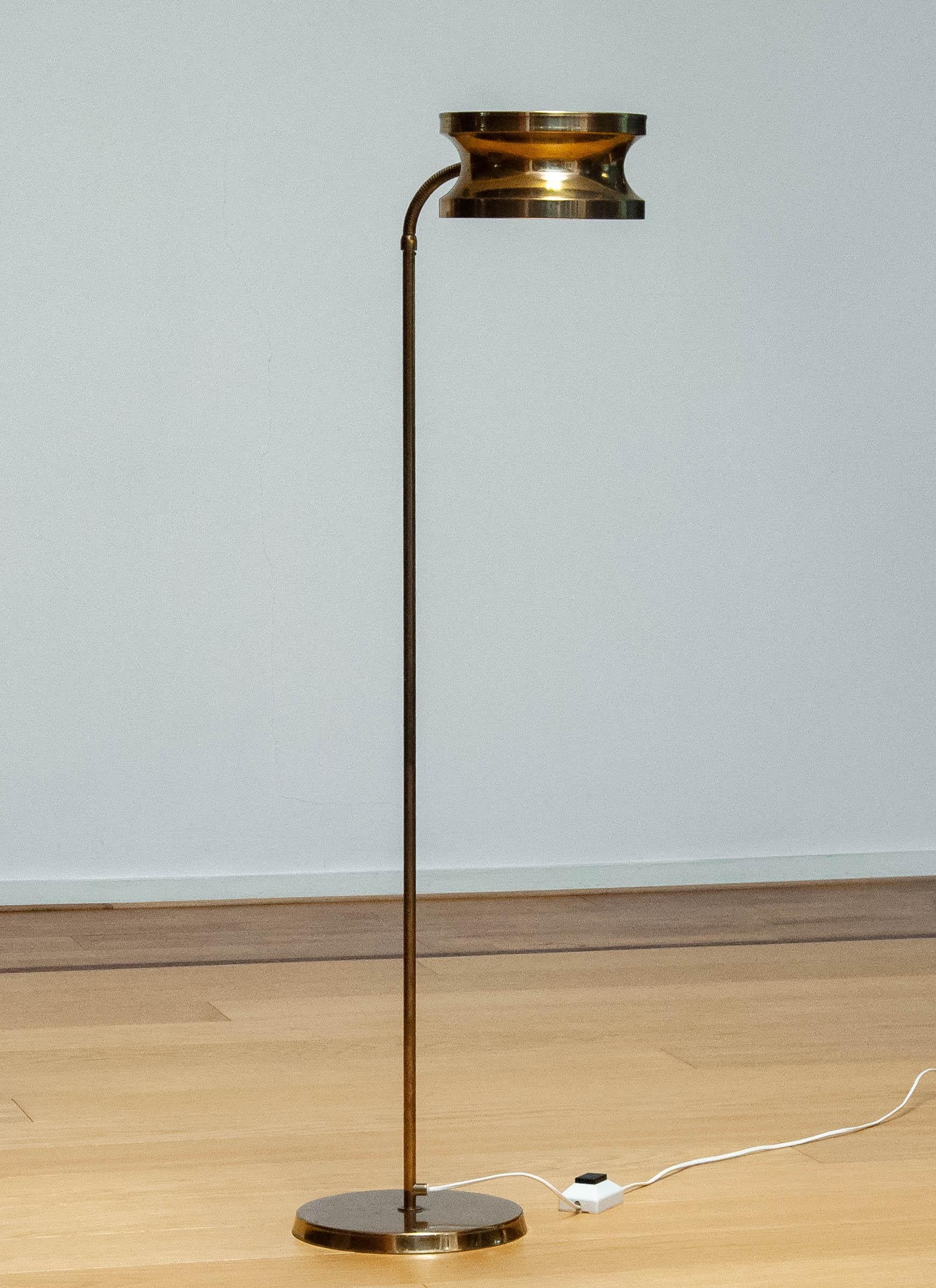 1970s Scandinavian Modern Floor Lamp In Brass By Tyringe Konsthantverk Sweden For Sale 3