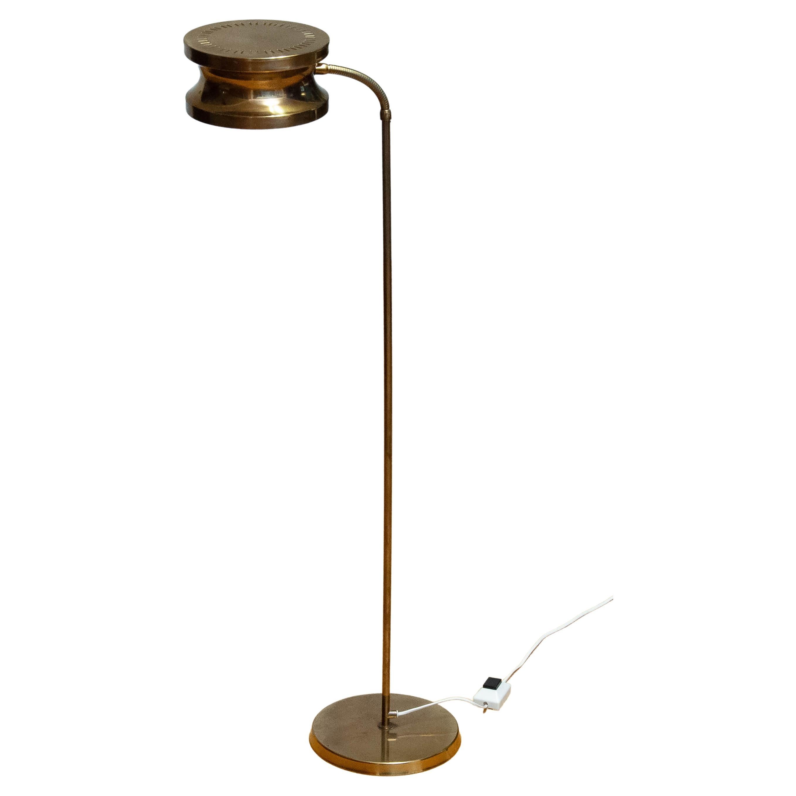 1970s Scandinavian Modern Floor Lamp In Brass By Tyringe Konsthantverk Sweden For Sale