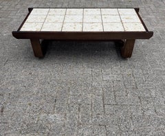 1970s Scandinavian Modern Bent Beechwood and Ceramic Tile Coffee Table