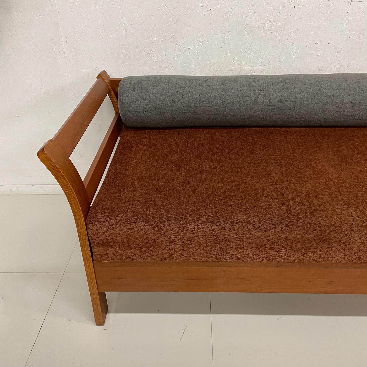 Scandinavian Modern 1970s Teak Daybed Burnt Orange + Gray Scandinavian Sofa For Sale