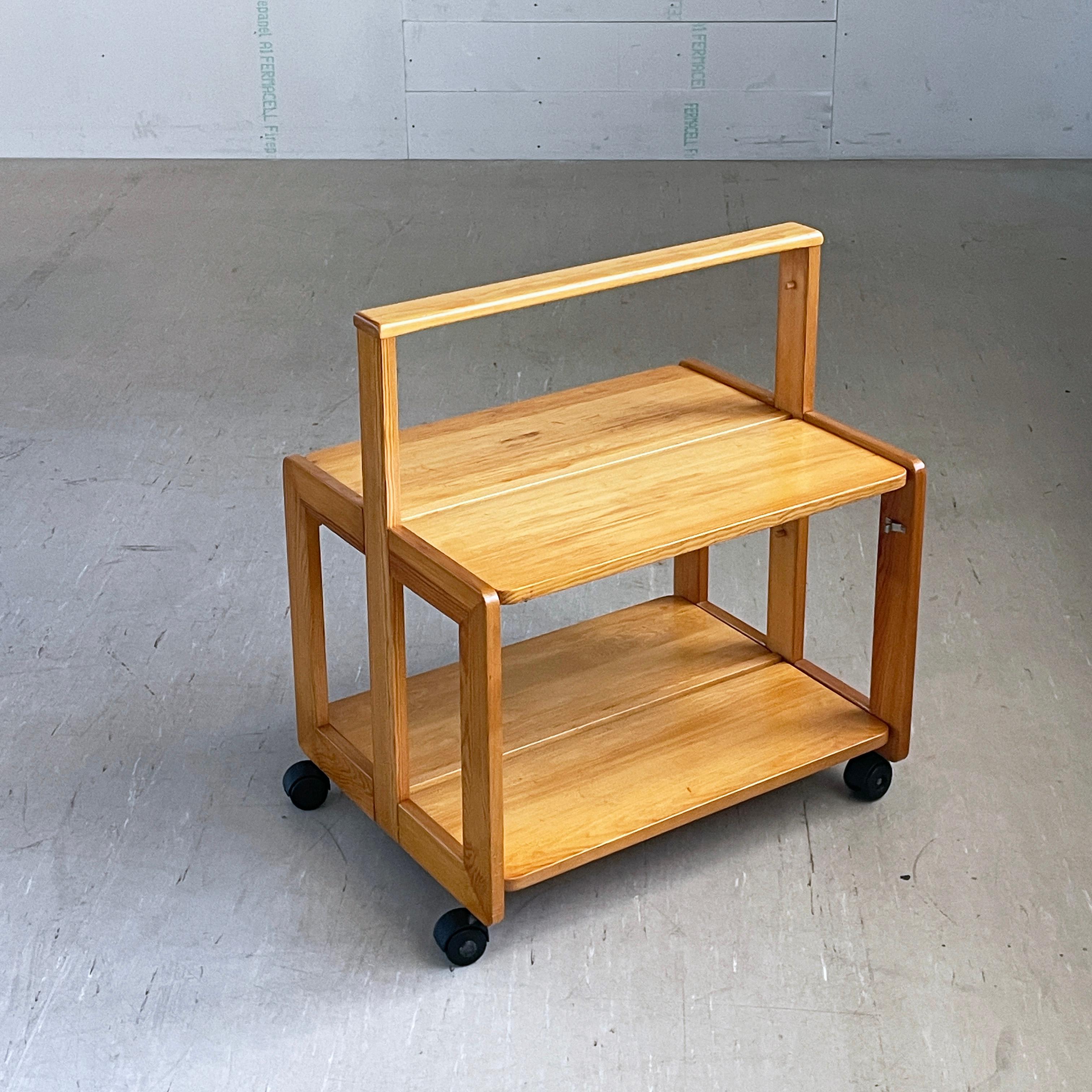 1970's Scandinavian Pinewood Folding Serving Trolley For Sale 10
