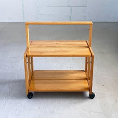 1970er Jahre Skandinavischer Servierwagen aus Kiefernholz faltbar