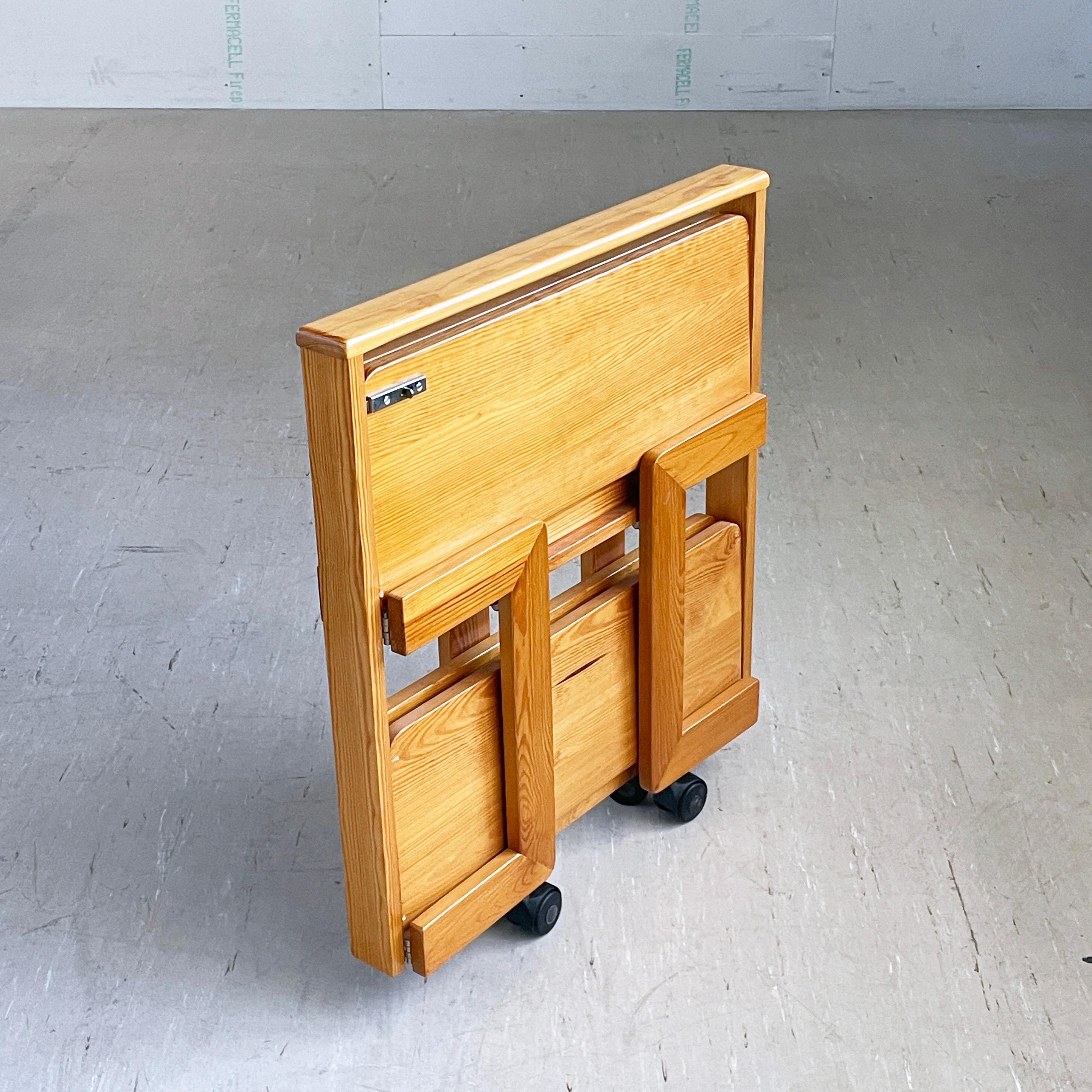 Late 20th Century 1970's Scandinavian Pinewood Folding Serving Trolley For Sale