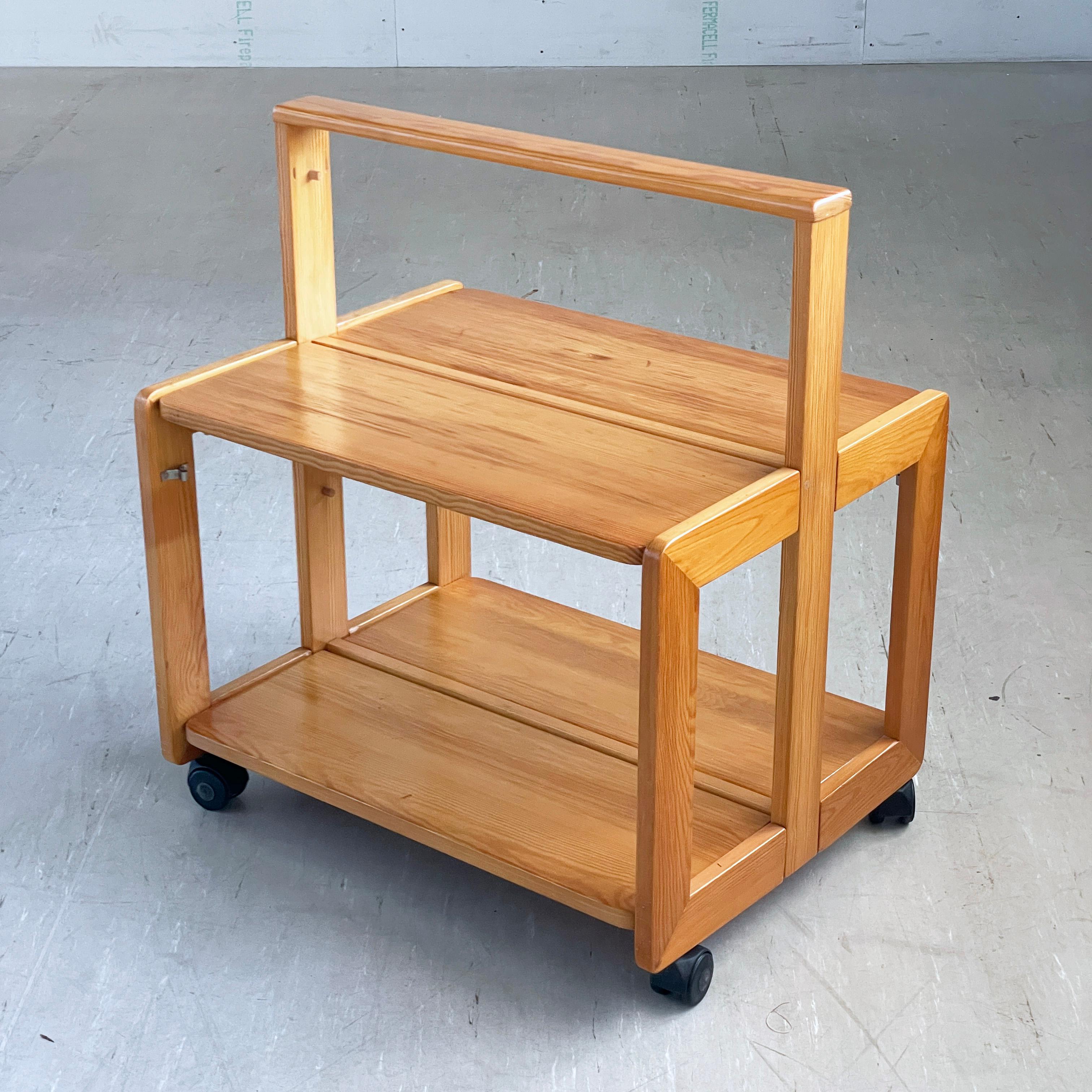 1970's Scandinavian Pinewood Folding Serving Trolley For Sale 4