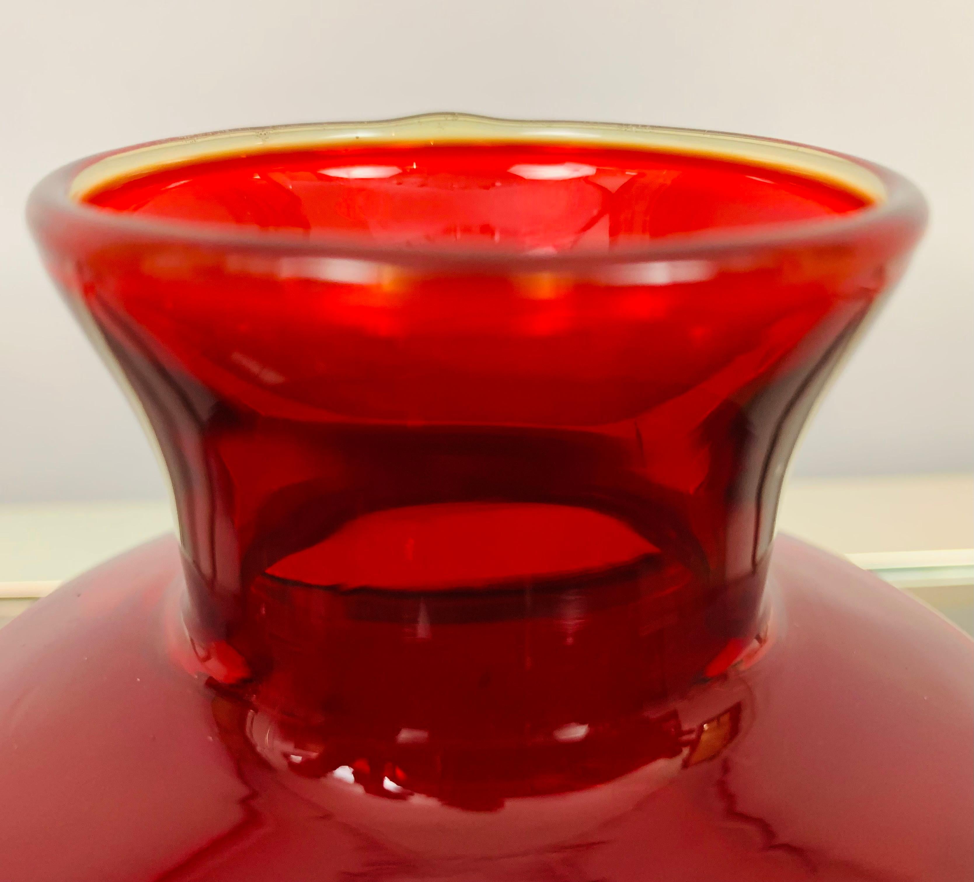 1970s Scandinavian Red Glass Flask with Stopper -Tamara Aladin for Riihimaki 13