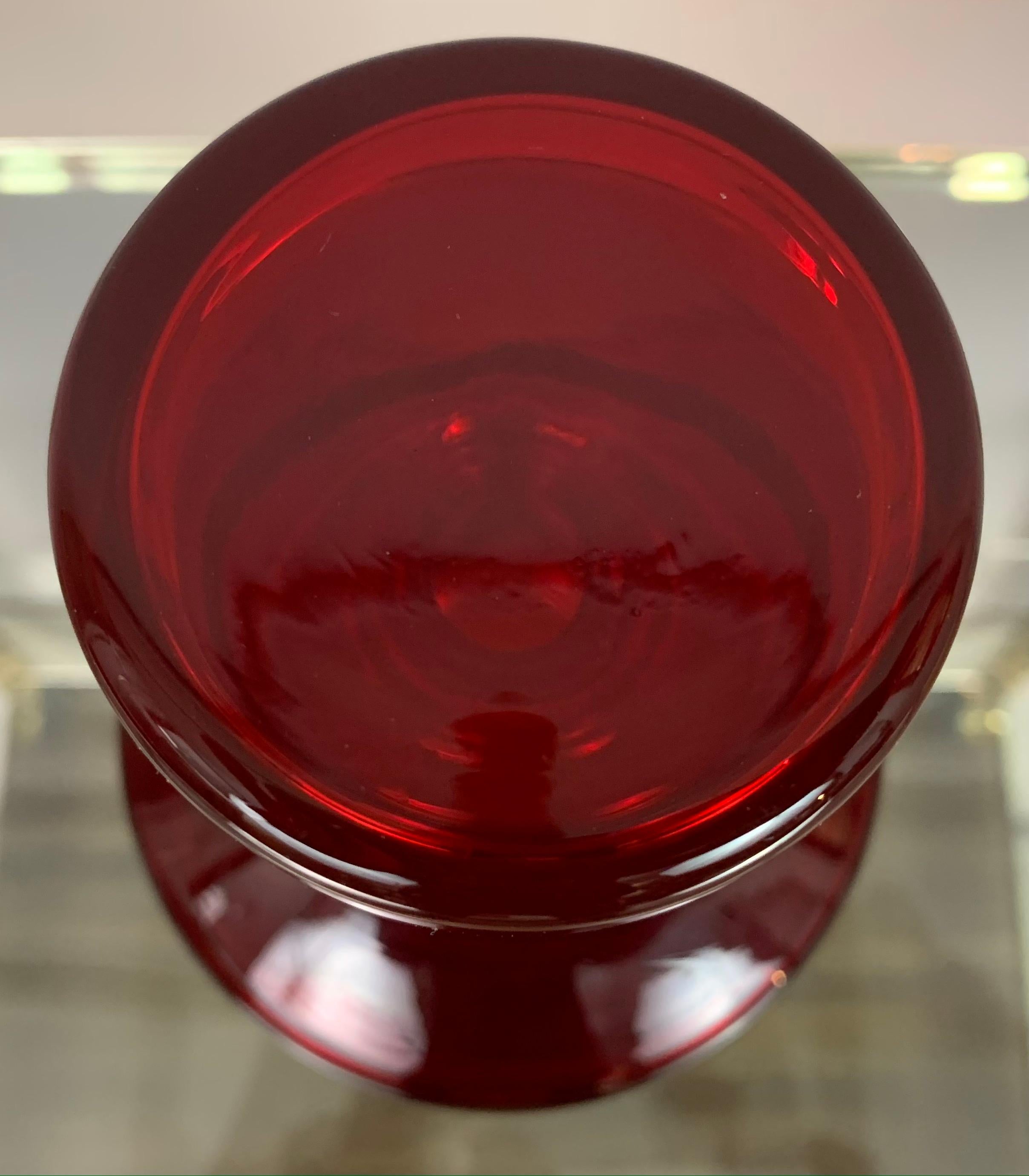 1970s Scandinavian Red Glass Flask with Stopper -Tamara Aladin for Riihimaki 2
