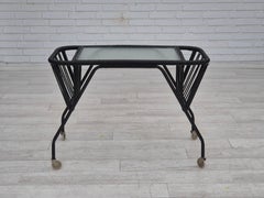 1970s, Scandinavian side table, original condition, glass, wood, steel.
