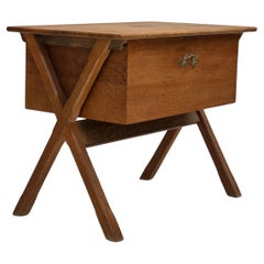 1970s, Scandinavian side table with drawer, solid oak wood, teak wood.