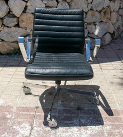 Sedia girevole da ufficio Vitesse di Bolia, scandinava, anni '70, in acciaio e pelle