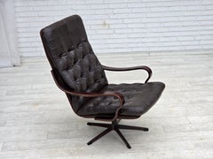 1970s, Scandinavian swivel armchair, original patchwork furniture leather.