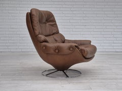 1970s, Scandinavian swivel chair, original condition, brown furniture leather.